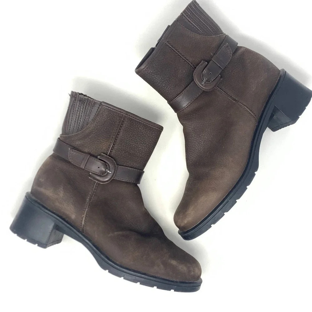 Blondo Brown Waterproof Buckle Accent Chelsea Heel Boots Size US 8.5